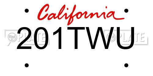 201TWU California License Plate