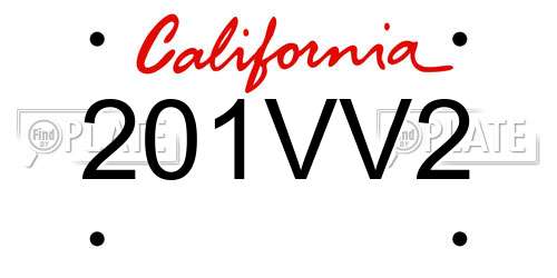 201VV2 California License Plate