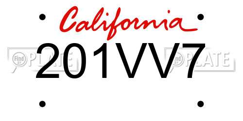 201VV7 California License Plate