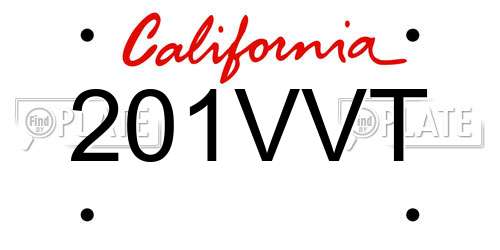 201VVT California License Plate