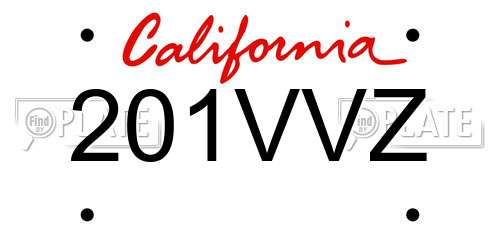 201VVZ California License Plate