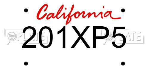 201XP5 California License Plate