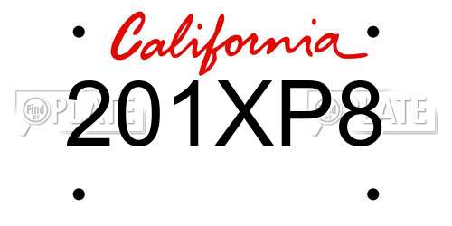 201XP8 California License Plate