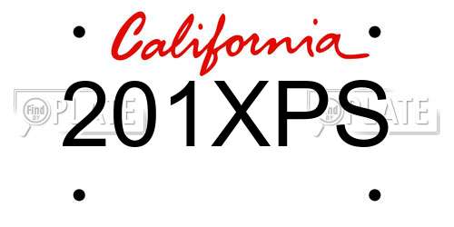 201XPS California License Plate