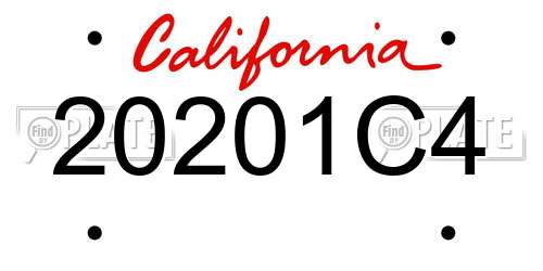 20201C4 California License Plate