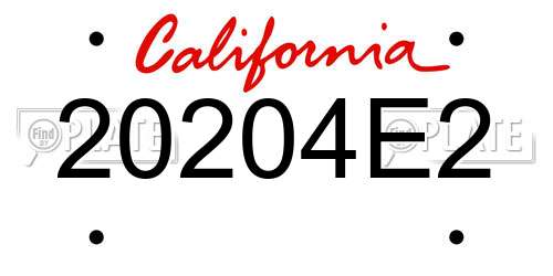 20204E2 California License Plate
