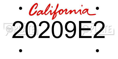 20209E2 California License Plate