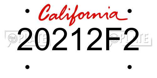 20212F2 California License Plate