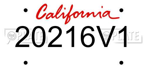 20216V1 California License Plate