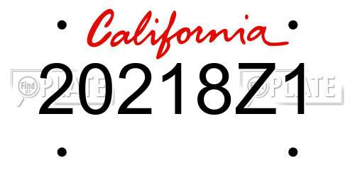 20218Z1 California License Plate