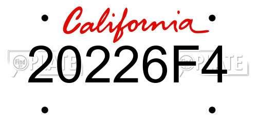 20226F4 California License Plate