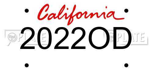 2022OD California License Plate