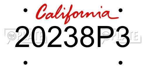 20238P3 California License Plate