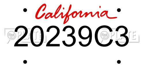 20239C3 California License Plate