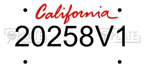 20258V1 California License Plate