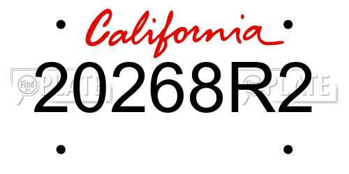 20268R2 California License Plate