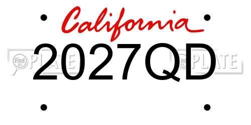 2027QD California License Plate