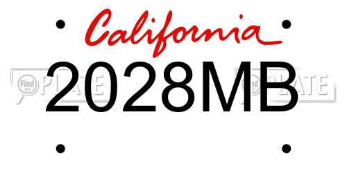 2028MB California License Plate