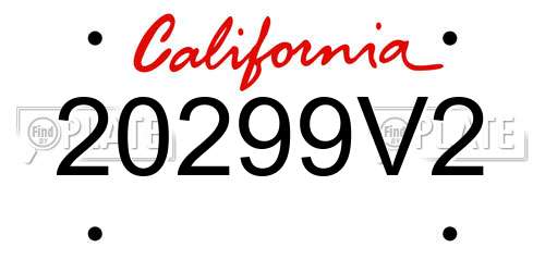 20299V2 California License Plate