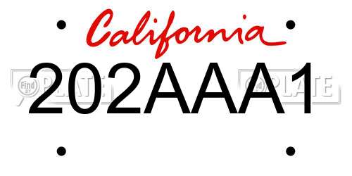 202AAA1 California License Plate