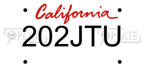 202JTU California License Plate
