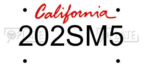 202SM5 California License Plate