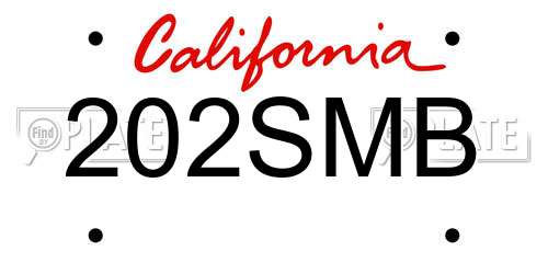 202SMB California License Plate