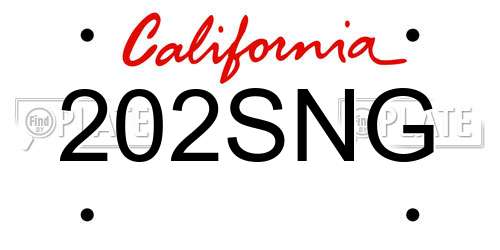 202SNG California License Plate