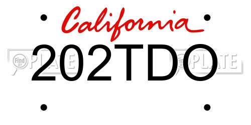 202TDO California License Plate