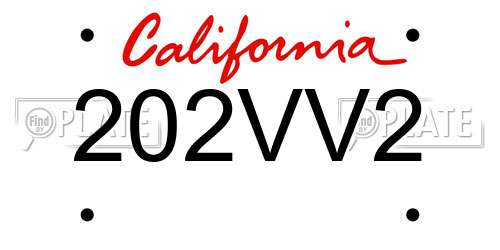 202VV2 California License Plate