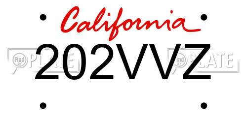 202VVZ California License Plate