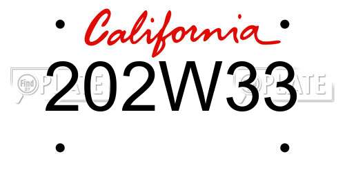 202W33 California License Plate