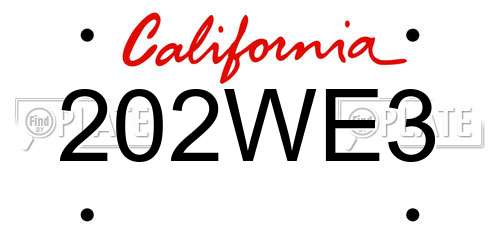 202WE3 California License Plate