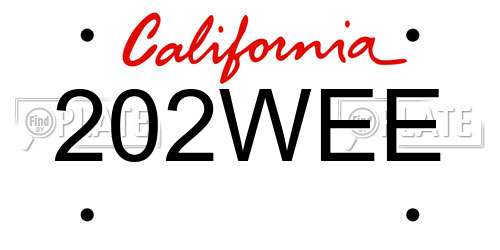 202WEE California License Plate