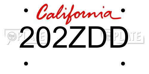 202ZDD California License Plate