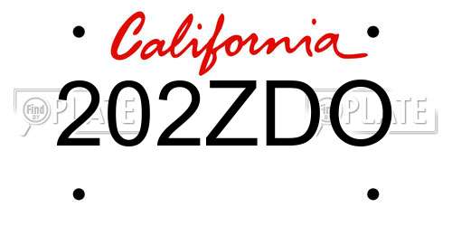 202ZDO California License Plate