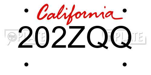202ZQQ California License Plate