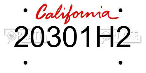 20301H2 California License Plate