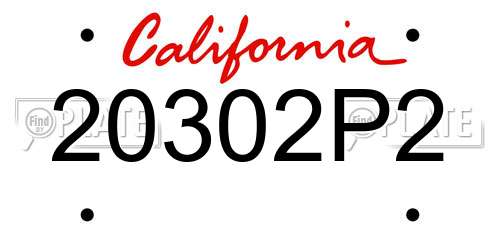 20302P2 California License Plate