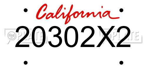 20302X2 California License Plate
