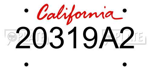 20319A2 California License Plate
