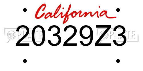 20329Z3 California License Plate