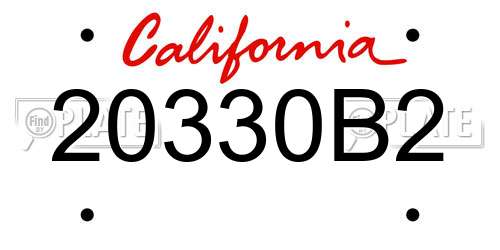 20330B2 California License Plate