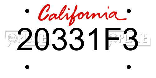 20331F3 California License Plate