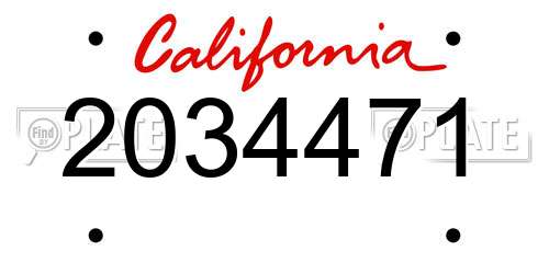 2034471 California License Plate