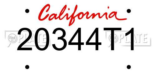 20344T1 California License Plate