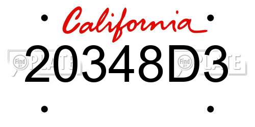 20348D3 California License Plate