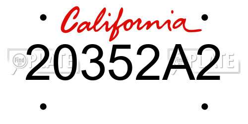 20352A2 California License Plate