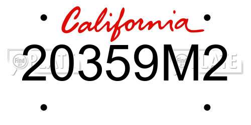 20359M2 California License Plate