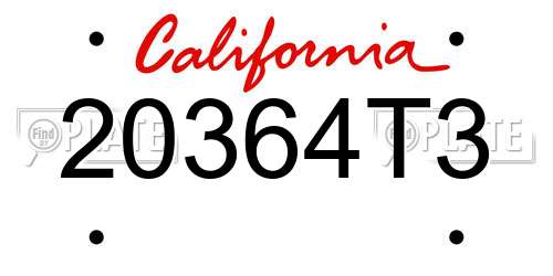20364T3 California License Plate
